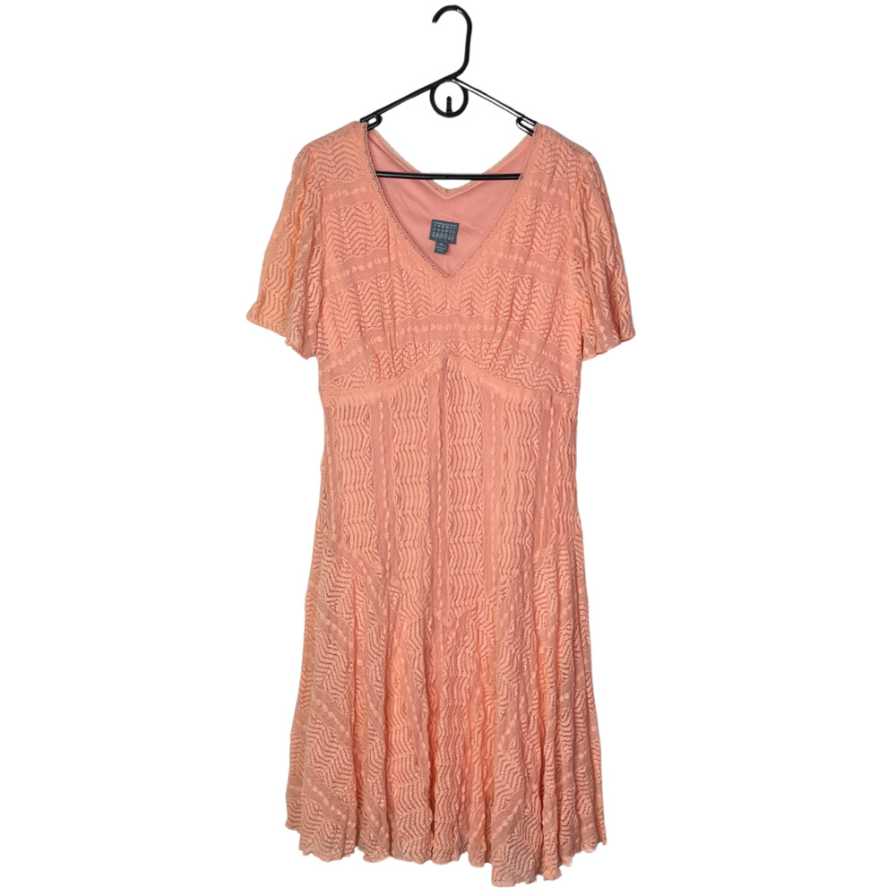 Rabbit Designs Dress Pink‎ Lace Gauzy Sz 16 Spring Feminine Coquette Loose Easy